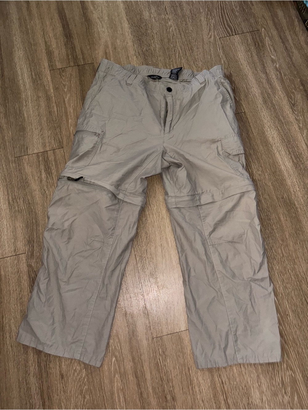 Eddie Bauer Womens Convertible Hiking Pants Zip Off Cargo Travel Khaki L 30 b87